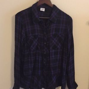 Cabi long sleeve plaid top